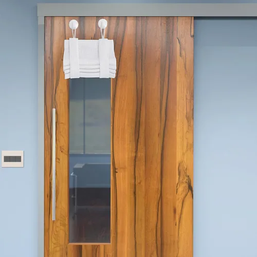 Vista 21 de NICETOWN Cortinas pequeñas para puerta francesa con ganchos autoadhesivos, cortinas opacas de lino sintético con aislamiento térmico para puertas