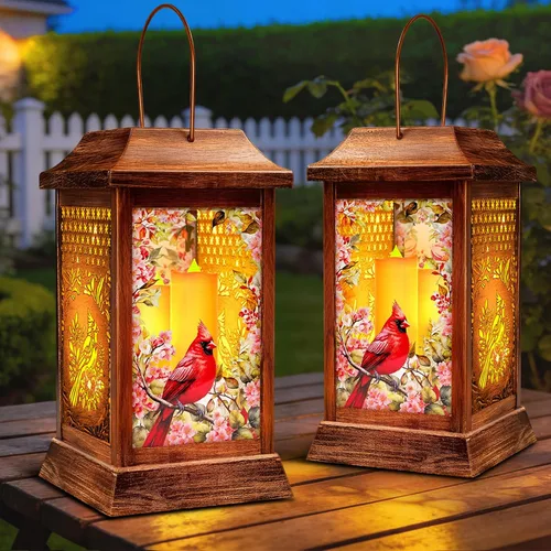 Vista 10 de Faroles Solares de Colibrí para Colgar al Aire Libre, Luces Solares de Metal y Vidrio para Decoración de Jardín, Regalos para Mujeres, Mamá