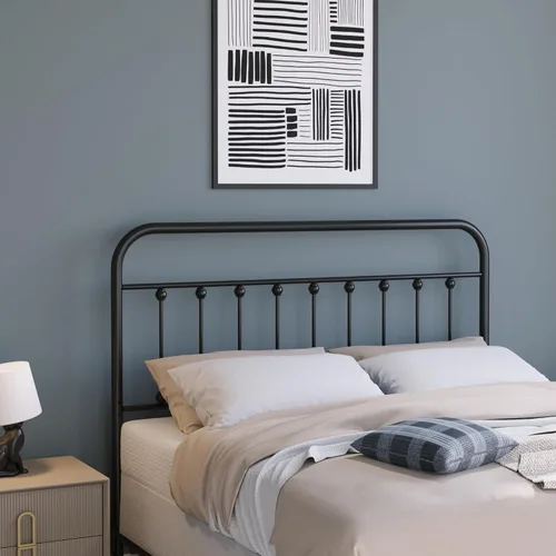 Vista 13 de Vintage Twin Size Metal Bed Frame Height Adjustable Headboard Only, Wrought Iron Black Farmhouse Bed Frame Headboard, Easy Assembly, Short