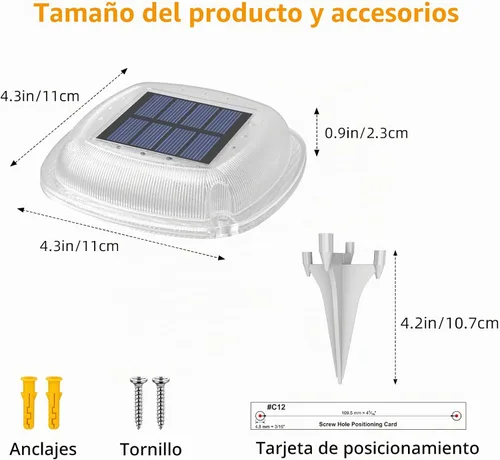 Vista 8 de Lacasa Solar Deck Lights, 4 Pack Dock Step Driveway Pathway Garden Lights Cool White & Warm White