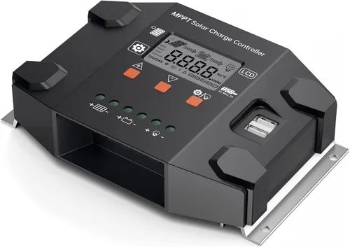 Vista 2 de Controlador de carga solar 12V/24V Auto MPPT con pantalla LCD retroiluminada con sensor de temperatura apto para gel sellado inundado y batería