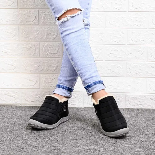 Vista 3 de NOLDARES NIMIZIA Botas para Mujer Punta Redonda Repelente al Agua Invierno Cálidas Botas de Algodón de Felpa de Tubo Corto Plano Botas de Nieve