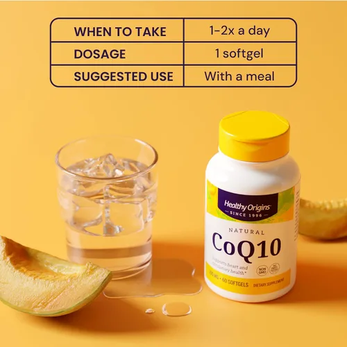 Vista 5 de Healthy Origins CoQ10 (Kaneka Q10) 100 mg cápsulas blandas - Suplemento energético y de salud cardíaca - Sin gluten - Sin OMG - 30 cápsulas blandas