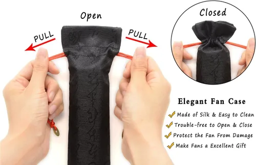 Vista 8 de OMyTea Ventilador de mano plegable grande de bambú para hombres y mujeres, ventilador de mano chino japonés de Kung Fu Tai Chi con funda de tela