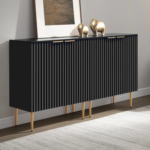 Vista 10 de SICOTAS - Armario de buffet moderno de 34 pulgadas de alto con estantes ajustables, color negro