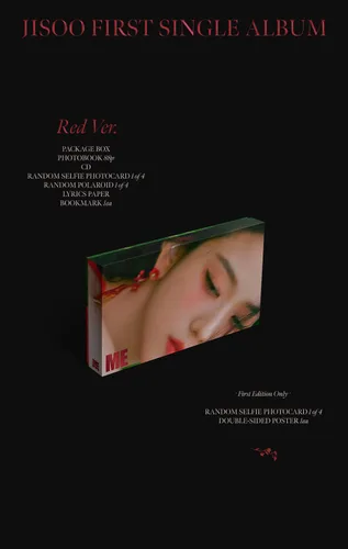 Vista 3 de (Incl. Pre-Order Item) JISOO ME FIRST 1ST SINGLE ALBUM ( RED Ver +First Press Folded Poster+Store Gift Card ) K-POP SEALED