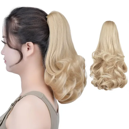 Vista 15 de SYXLCYGG Auburn Clip Cola de caballo Clip Cola de caballo Extensión de cola de caballo ondulado 10 pulgadas 3.5 oz pelo sintético falso pieza
