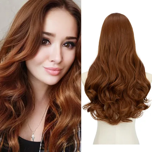Vista 15 de SARLA Extensiones de cabello sintético con clip, parte en U, largo, ondulado, rizado, grueso, de cabeza completa, para mujer, rubio playa, 24 Playa