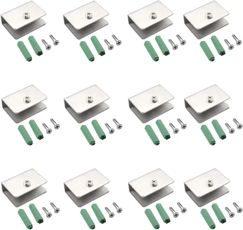 Vista 5 de 4 piezas de acero inoxidable ajustable soporte de estante de vidrio rectangular pequeña puerta gabinete abrazadera clip soporte para 0.236-0.315 in