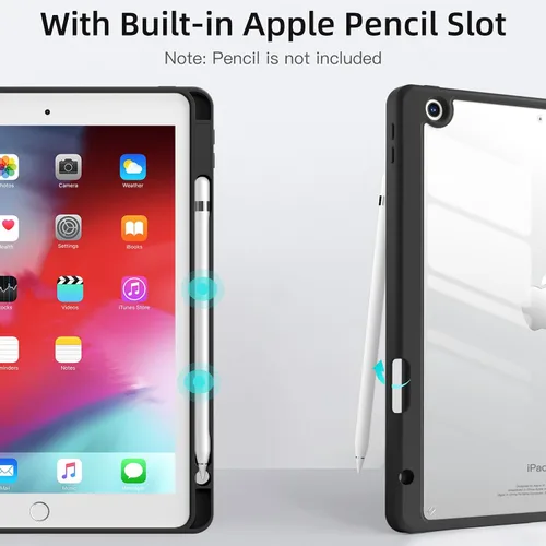 Vista 4 de Wenlaty Funda compatible con iPad de 9ª, 8ª, 7ª generación (2021/2020/2019), funda protectora de cuerpo completo con soporte para lápices, funda