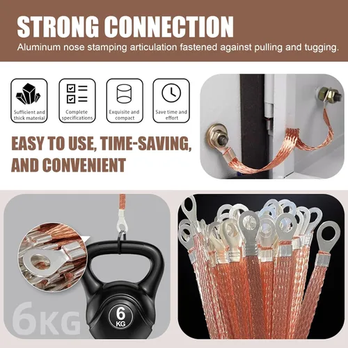 Vista 4 de Pack-5 - Correa de conexión a tierra para motor de automóvil, 3 piezas de 9.8 pulgadas + 2 piezas de 12.9 pulgadas, correa de cable flexible