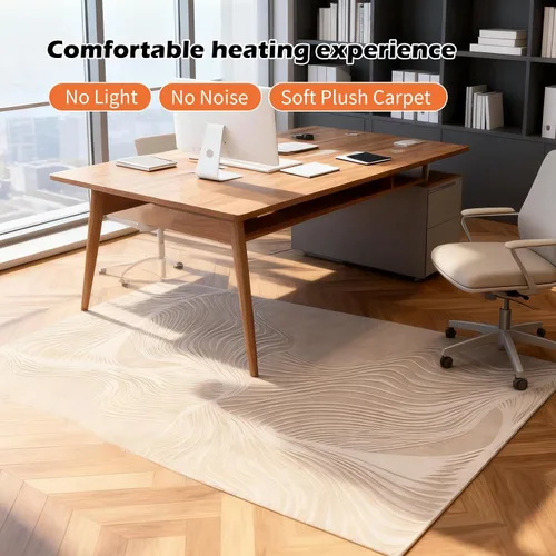 Vista 3 de Alfombra Eléctrica Calefactora de 35 x 55 pulgadas, Alfombra de Calefacción de Felpa Suave, Tapete Calefactor para Piso con Temporizador