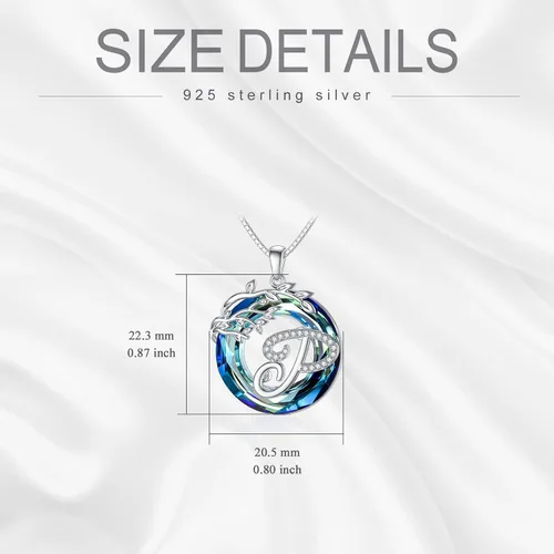 Vista 6 de TOUPOP Regalos para mujeres, collar con colgante de letra inicial de la A a la Z con círculo azul, joyería de cristal para mujeres, su madre