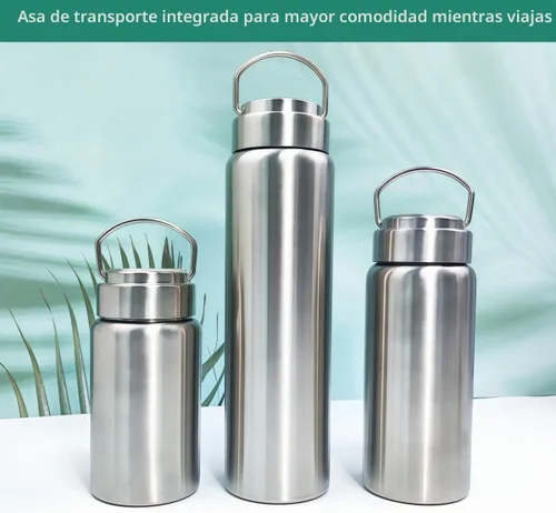 Vista 2 de CDJ Botella de agua de acero inoxidable de una sola pared sin aislamiento de 16 onzas, botella de agua de metal reutilizable para deportes, a prueba