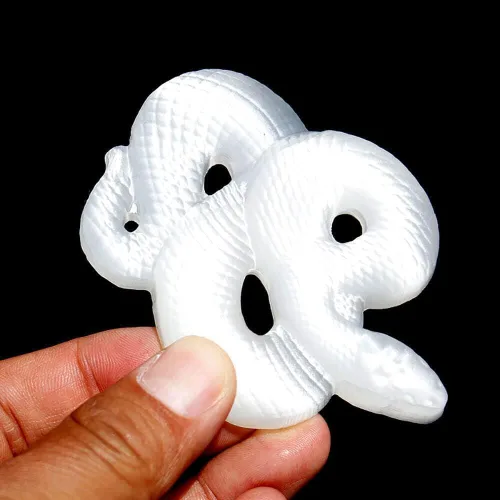 Vista 5 de TEAMWILL Calavera de serpiente de selenita natural tallada de cristal de cuarzo para curación Reiki, 1 pieza