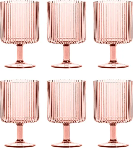 Vista 6 de TarHong Mesa - Vasos de plástico prémium apilables para bebidas y vino, 15 onzas, transparente, juego de 6