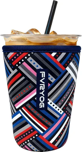 Vista 80 de Fundas de neopreno reutilizables aisladas para café helado, fundas para tazas de café helado, fundas para bebidas heladas y calientes