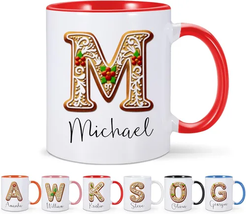 Vista 9 de Tazas de Navidad personalizadas, taza de café de Navidad con renos y nombre, regalos de Navidad para niños, niñas, niños, taza de chocolate caliente