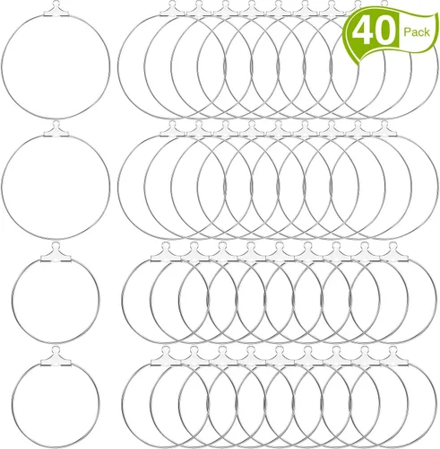 Vista 8 de 40 Pieces Earring Hoops for Jewelry Making Round Beading Hoop Earring for Earring Finding Making Supplies