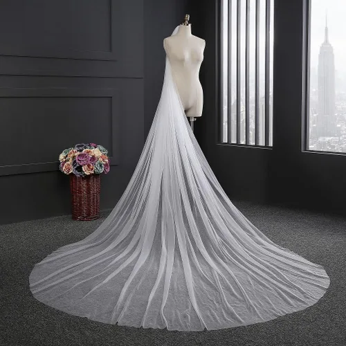 Vista 2 de elliehouse 1Tier Capilla simple de la mujer boda nupcial velo con peine gratis HL05