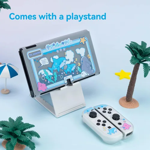 Vista 6 de GeekShare Funda protectora delgada compatible con Nintendo Switch OLED y Joy-Con - Absorción de golpes y antiarañazos Funda para OLED Switch