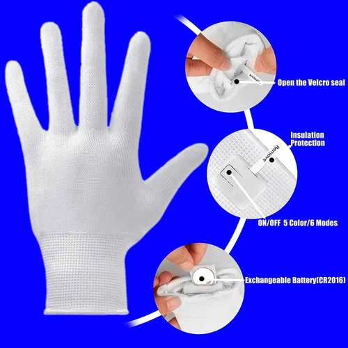 Vista 6 de GOLEDLF Juguetes divertidos y geniales para niños de 3 a 6 años, guantes LED intermitentes de arco iris para disfraces, clubes, fiestas, cumpleaños