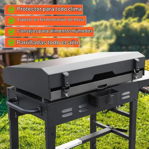 Vista 6 de Cubierta para parrilla Blackstone de 28 pulgadas con capucha con bisagras, cubierta de parrilla dura para exteriores, compatible con los modelos