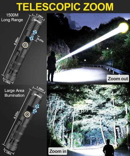 Vista 7 de Linterna recargable de alto lúmenes, luz magnética súper brillante con pantalla digital de potencia, largo alcance, regulable, impermeable, linterna
