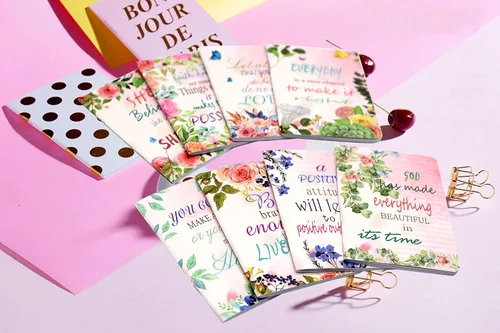 Vista 5 de YYaaloa 8 cuadernos de bolsillo inspiradores florales, cuadernos pequeños a granel para fiestas, oficina, hogar, compañeros de trabajo, suministros