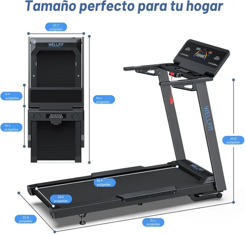 Vista 7 de WELLFIT - Cinta de correr inclinada automática, 15% de inclinación resistente, para el hogar 4.5HP, 10 MPH, 500 lbs Capacity, 20'' x 55'' Running