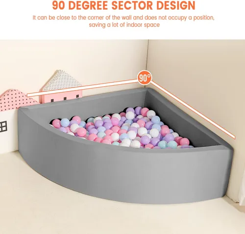Vista 4 de TRENDBOX Bola Pit Memory Foam Pit Soft Pool Fan-Shape Soft Equipment para niños pequeños - Gris oscuro (bolas no incluidas)