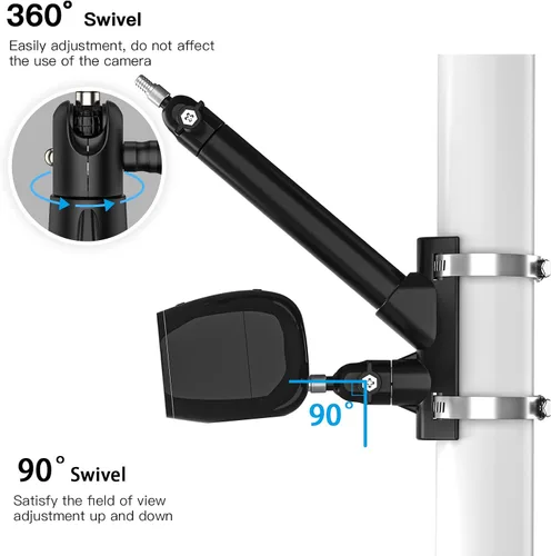 Vista 4 de Soporte de montaje de poste 2 en 1 para panel solar Arlo/Arlo Pro 3/Arlo Ultra1&2/Arlo Essential/Arlo Pro 4/eufyCam Accesorios de montaje al aire