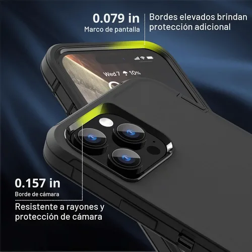 Vista 2 de Funda compatible con iPhone 14 Pro Max, funda protectora de alta resistencia, cuerpo completo, goma de silicona duradera a prueba de golpes