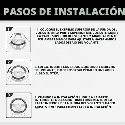 Vista 5 de Funda de volante de coche, 38 cm, de fibra de carbono, de microfibra, de PU, de cuero elástico, protector de volante antideslizante y transpirable