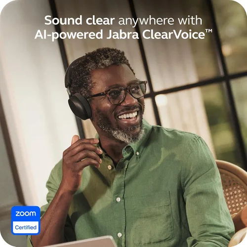 Vista 4 de Jabra Evolve3 75 Auriculares inalámbricos Bluetooth con micrófono para el trabajo, USB-A, tecnología de llamada de voz AI, cancelación activa