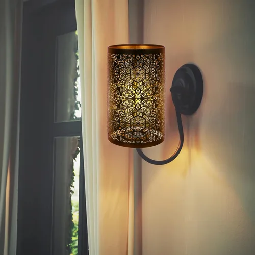 Vista 6 de KALLORY Pantalla hueca de metal tallado de hierro para lámpara decorativa de mesa, 7.87 x 4.72 x 4.72 pulgadas, elegante difusor de luz para sala