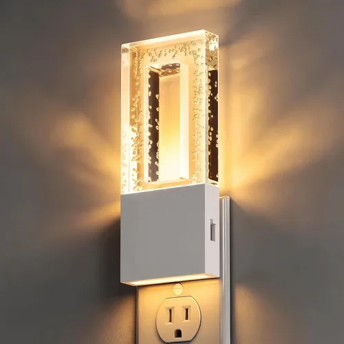 Vista 21 de DORESshop Luces nocturnas LED enchufables a la pared, luz nocturna regulable de 3 niveles, luz nocturna decorativa de burbujas, sensor de atardecer