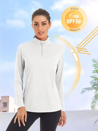 Vista 3 de TACVASEN Camisas de senderismo de manga larga UPF 50+ para mujer, camisas ligeras de verano de secado rápido