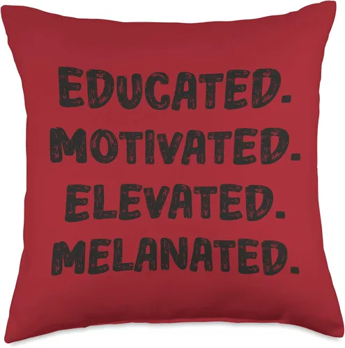 Vista 4 de Cute Afro Melanin Girl Educated Motivated Elevated Melanated Throw Pillow
