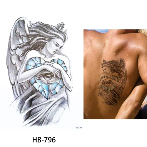 Vista 6 de Glaryyears Tatuajes temporales de sirena de ángel para mujeres y niñas, paquete de 6 calcomanías de tatuaje falsas, tatuajes realistas de larga