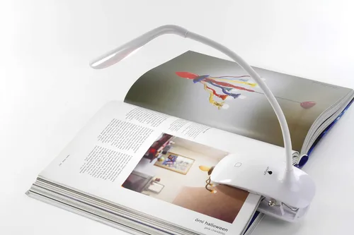 Vista 2 de Luz de lectura LED con clip, lámpara de libro de cuello recargable y flexible con brillo ajustable, perfecta para leer y viajar a la hora