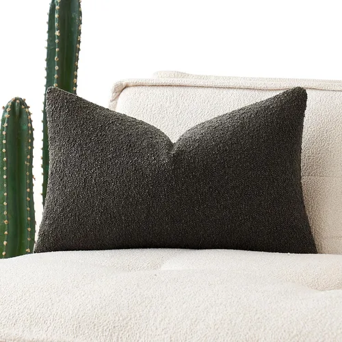Vista 34 de MIULEE Funda de almohada lumbar con textura Boucle para cama 12x20 Beige