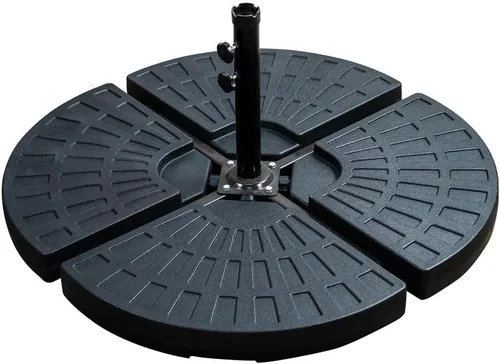 Vista 2 de Base de sombrilla de patio de 4 piezas, soporte voladizo resistente para paraguas de fácil llenado, placa base circular para sombrilla de patio al