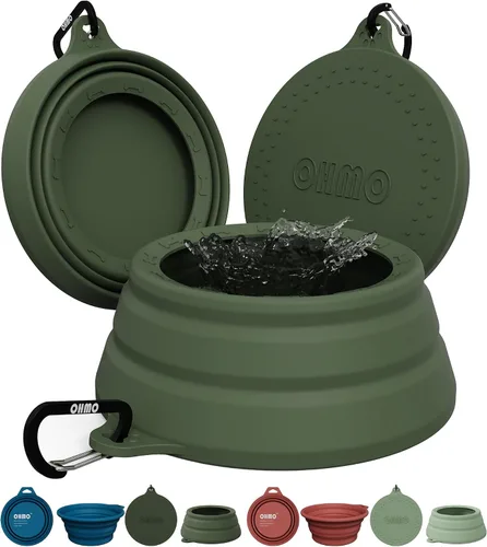 Vista 17 de OHMO Tazón de Agua para Perros Colapsable a Prueba de Derrames 24oz para Autos, Tazones Portátiles sin Salpicaduras para Viajes de Perros