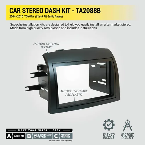 Vista 4 de Scosche TA2088B - Kit de instalación de radio doble DIN para salpicadero compatible con determinadas minivan Toyota Sienna 2004-2010 - Kit