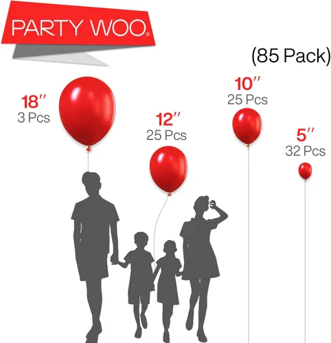 Vista 3 de PartyWoo 85 globos de color azul claro, 85 globos rojos de PartyWoo