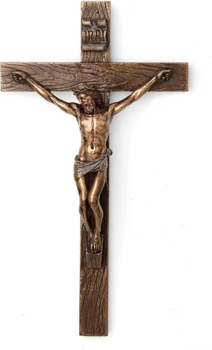 Vista 4 de Veronese Design 10 pulgadas Jesús en crucifijo Escultura de la pared del final del bronce antiguo de la resina del molde frío