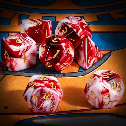 Vista 3 de QMAY - Juego de dados para DND, 7 dados poliédricos con bolsa de dados para juegos de mesa D&D