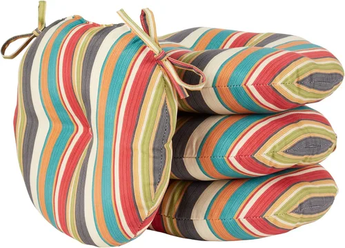 Vista 49 de Greendale Home Fashions Cojín redondo para asiento bistro de 15 pulgadas, 2 unidades (paquete de 1), Adobe Stripe