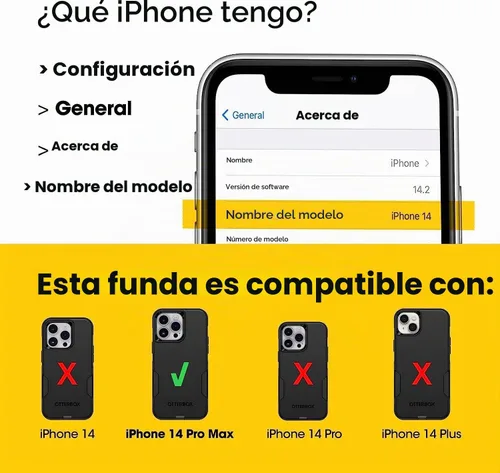 Vista 2 de OtterBox iPhone 14 Pro Max (Solo) - Estuche de la Serie Commuter - Negro - Delgado y Resistente - Apto para Bolsillo - con Protección de Puertos